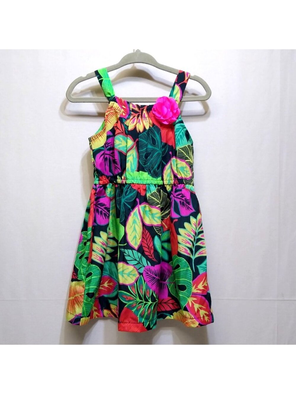 Cherokee Girls' 2T Tropical Print Sleeveless Spaghetti Straps Dress Floral Print